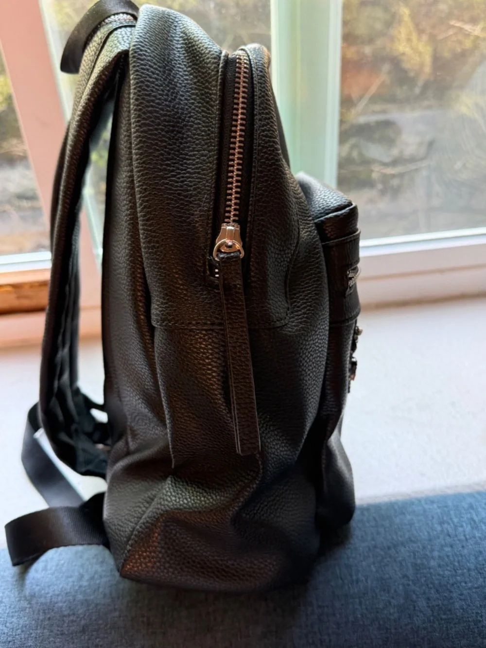 Mini black leather backpack from Nordstrom